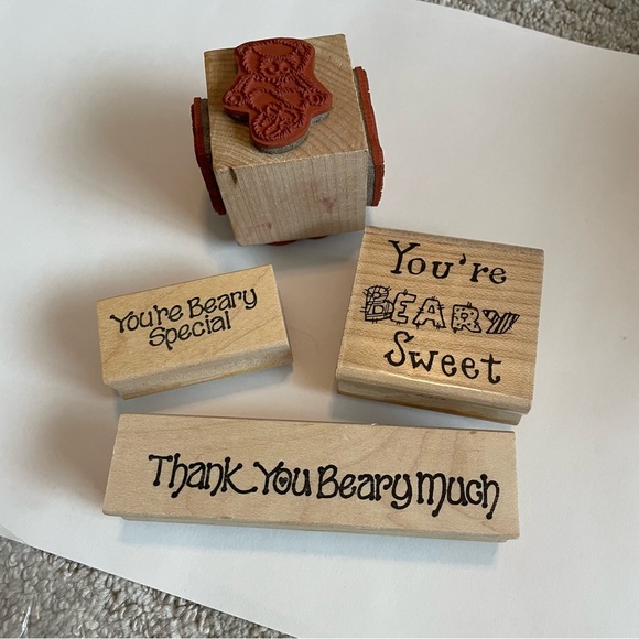 Bear Sayings Rubber Stamp set, You’re Beary Sweet, You’re Beary Special, 90’s - Picture 1 of 10